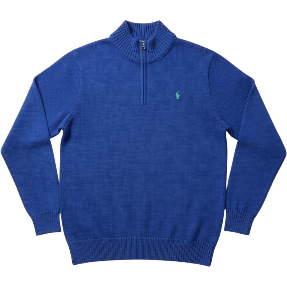 Polo Ralph Lauren Quarter Zip Sweater Mens 3XLT Blue Green Pony Cotton Pullover